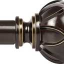 KAMANINA 1 Inch Curtain Rod Telescoping Single Drapery Rod 36 to 72 Inches (3-6 Feet), Antique Bronze Curtain Rods for Windows 24 to 68 Inches, Netted Texture Finials