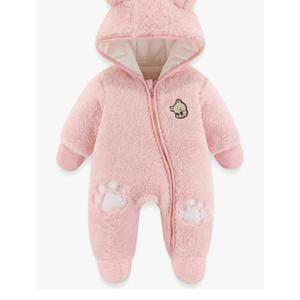 Baby Newborn Baby Snowsuit Bear Outfit Footie Romper Winter Thick Fleece Jumpsuit Infant Coat for Girls Boys 6-9M