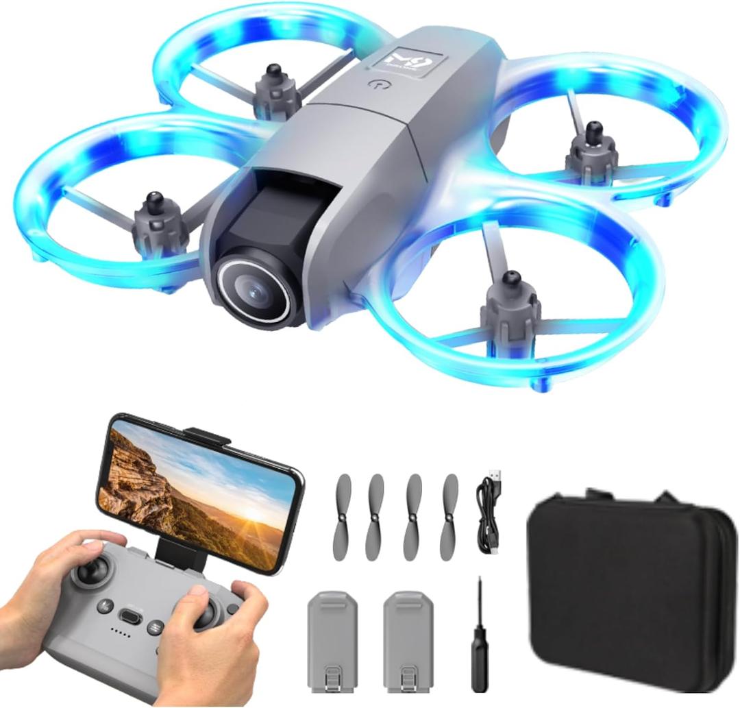 Drone with Camera & Propeller Full Protect Remote Control Quadcopter for Adults Beginners, One Key Takeoff/Landing, Altitude Hold Headless Mode 3D Flip Trajectory Flight, 2 Batteries & Carrying Case