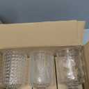 6 Pcs (H:7" W:4") Embossed Flower Vase Fall Pedestal Glass Vase Big Base Thickened Crystal Vintage Vases for Autumn Wedding Home Decor Table Centerpiece House Warming Gifts(Clear)