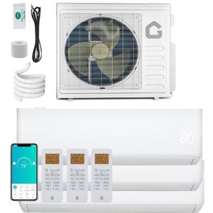 Garvee Home 28000 BTU 3 Zone Mini Split AC/Heating System, Wifi Enabled 20 SEER2 208-230V 3 Zone 9000 + 9000 + 12000 BTU Ductless Split Unit AC w/ Pre-Charged Condenser, Heat Pump