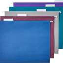 Amazon Basics Hanging File Folders with Adjustable Tabs for Document Organization, Letter Size, Assorted Jewel-Tone Colors, 25-Pack