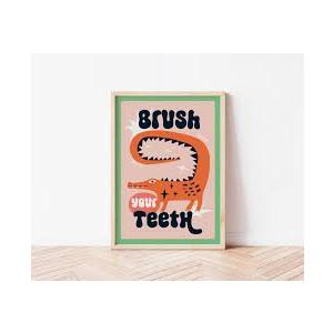 Brush Your Teeth Framed Artwork, 15.75"x19.75"