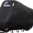 Motorcycle Cover Waterproof Outdoor, 300D Heavy Duty, UV & Rain Resistant, 3 Wind-Resistant Buckles, Dual Lock Holes, Includes Storage Bag, Fits Most Motorcycles/Scooters up to 86.6",Black