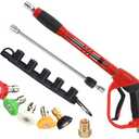 Tool Daily Deluxe Pressure Washer Gun, with Replacement Wand Extension, 5 Nozzle Tips, M22 Fitting, 40 Inch, 5000 PSI