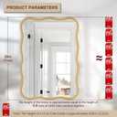 PROHOMEWARE 20 * 28" Gold Wavy Rectangular Vanity Bathroom Mirror for Wall Mounted Bedroom Entryway Living Room Farmhouse