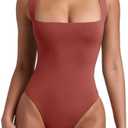 REORIA Butsmooth® Women’s Sexy Sleeveless Square Neck Double Lined Basic Bodysuit Tank Tops XS