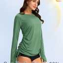 SANTINY Women's UPF50+ Rash Guard SPF Long Sleeve Swimsuits Top UV Sun Protection Swim Shirts for Woman (Green, M)
