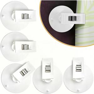 6 Packs Shower Curtain Clips with Suction Cup to Keep Liner Closed to Wall and Prevent Water Splashing Out, Self Adhesive Windproof Splash Holder, Easy to Use, Just Press Clip onto Wall