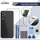 for Samsung Galaxy S24 FE Back Glass Replacement for Samsung S24 FE 5G SM-S721 Rear Glass Replacement Battery Cover Housing Door Accessories Parts with Repair Tools (Black)