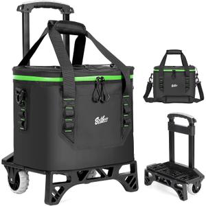 Small Cooler with Wheels and Handle 30 Can/24L, Detachable Rolling Cooler, All-Terrain Trolley, Portable Insulated Leak Proof Waterproof, for Camping, Picnic, Beach, Drink, Travel