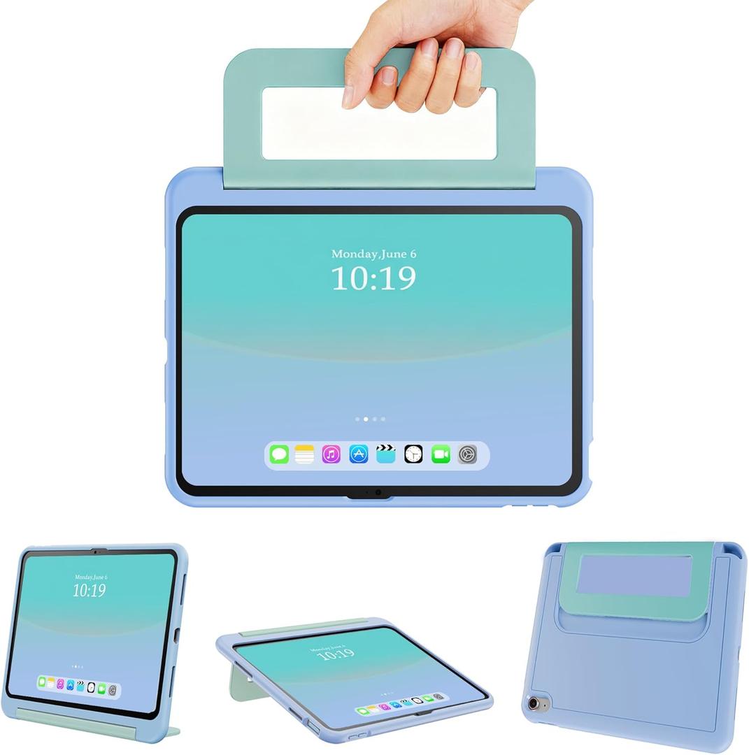 INFILAND Kids Case for iPad A16 11 Inch 2025 (11th Gen), iPad 10th Generation (10.9 Inch 2022), Durable Soft Shockproof Stand Protective Cover with Handle (Blue)
