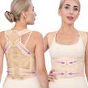 Back Brace Posture Corrector for Women & Men, Adjustable Full Back Support, Shoulder Straightener for Upper & Lower Back Pain Relief-Scoliosis, Hunchback, Waist Trainer (Small, Beige)
