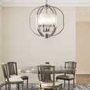 BOZO 20" Brushed Nickel Globe Chandelier, 4-Light Modern Dining Room & Foyer Pendant Light with Frosted Glass Shades, Ceiling Hanging Orb Fixture
