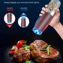 XinXu Gravity Electric Pepper Grinder, Salt or Pepper Mills & Adjustable Coarseness, with LED Light, One Hand Automatic Operation -Set/RoseRed