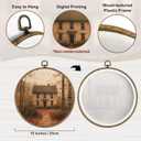 TLESKE Vintage Fall Farmhouse Cottage Round Wall Art Decor Framed 10x10, Dark Cottagecore Autumn Canvas Wall Art Prints Artwork, Country Forest Wall Hanging Room Door Decor for Bedroom Kitchen