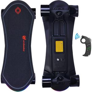 Electric SkateboardElectric Skateboard with Remote Control for Beginners, 350W Brushless Motor, Max 9.3 MPH, Dino & Skater Plus E-Skateboard, 2000/2600mAh Longer Range for Kids, Teens and Students