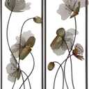 Deco 79 Metal Floral Home Wall Decor Wall Sculpture with Green and Orange Accents,Wall Art 14" x 4" x 36", Black