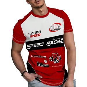 WDIRARA Men's Letter Graphic Tees Crew Neck Short Sleeve Racing T Shirts Streetwear (White, L)