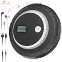 Rugort Portable CD Player - Small Rechargeable Bluetooth 5.0 Player for Home with Headphones with HiFi Stereo Sound, CD Player for Car Through AUX with Anti-Skip Protection