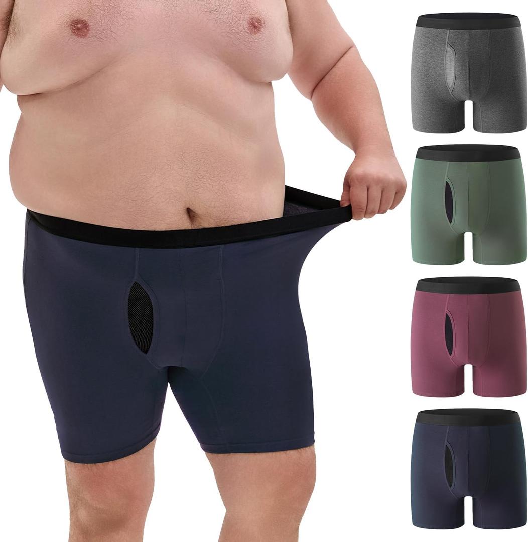 Men's Big and Tall XL-5XL Boxer Briefs Cotton Stretch Underwear Moisture Wicking Soft Briefs 4-Pack (XX-Large)