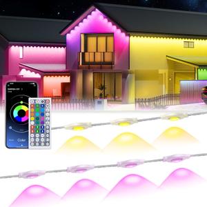 MuliVid 150Ft Permanent Outdoor Lights,Smart RGB Outdoor Lights with Remote APP Control, IP67 Waterproof Outside Light for House for Christmas, Halloween, Holiday, Party, Daily