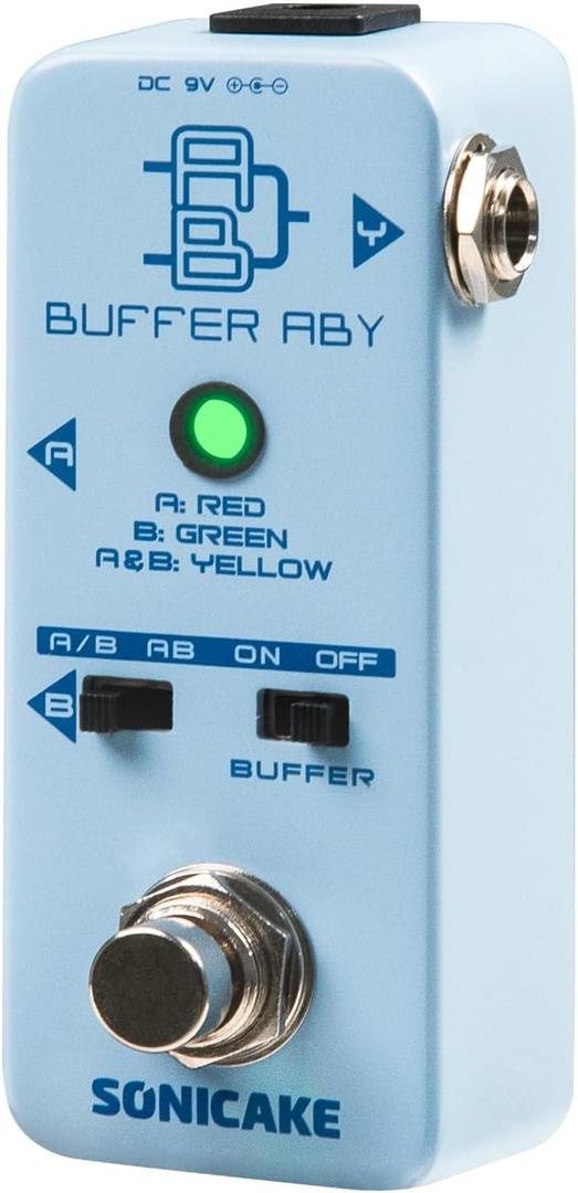 SONICAKE ABY Guitar Pedal, Mini AB Switcher with Buffer Switch, Ab Box Line Selector Guitar Effects Pedal, True Bypass - Buffer ABY