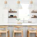 ELYONA 2 Pack Hammered Pendant Light Fixtures, 10.2 Metal & Rubber Wood Island Hanging Lamp, Adjustable Height, Modern Pendant Lighting for Kitchen,Farmhouse Bar,Dining Room,Bedroom, Nordic White