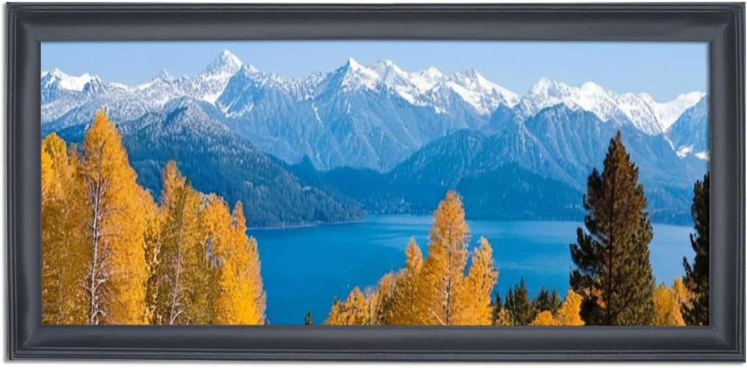 15x30 inch Picture Frame Solid Wood Black Panoramic Photo Frame,Suitable for Poster/Painting/Group Photo/Puzzle (A23B1530)