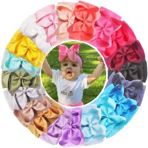 CellElection 20PCS Baby Girls Soft Nylon Headbands 6Inch Big Bows Elastic Nylon Hairbands Hair Accessories for Newborns Infants Toddlers Kids
