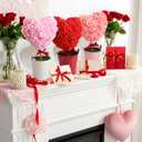 Pinkunn 3 Pcs Valentine's Day Decorations Heart Shaped Topiary with Pot Mini Artificial Potted Plant Heart Ornaments Desktop Centerpiece Tiered Tray Decor for Women Wife Home Party Tabletop Gift