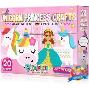 Craftikit 20 Award-Winning Princess & Unicorn Crafts for Kids Ages 3-10 Years, All-Inclusive Toddler Arts and Craft Kits for Kids, Fun Toddler Craft Box for Girls in Preschool