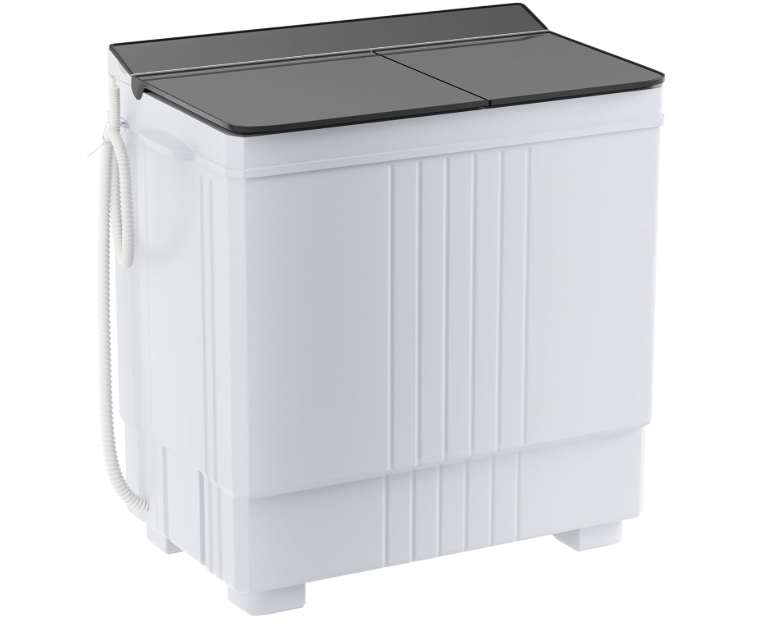 Elevon Portable Washing machine, 12 lbs Mini Compact Laundry Washing Machine, Twin Tub 12lbs Washer & 8lbs Spinner, Clothes Washer Machine with Drain Pump for Apartment, Dormitory and RVs