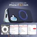 for iPhone 17 Case [360 Rotatable Stand][17FT Military-Grade Drop Protection][Premium PU Leather] Tactile Clicking Sound Slim Magnetic Kickstand iPhone 17 Cover, Blue