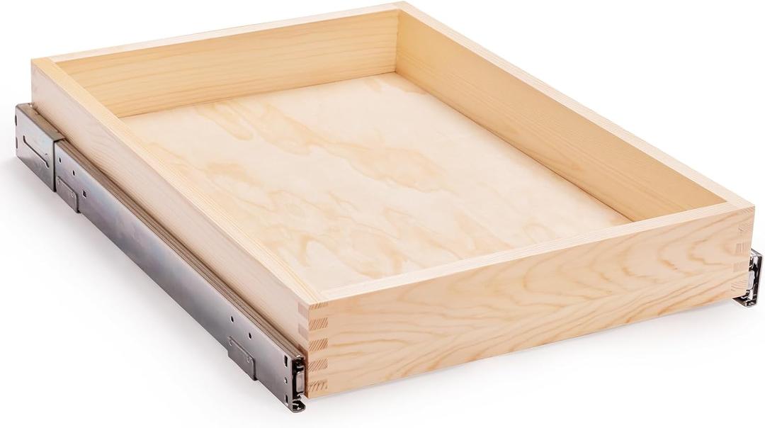 Mulush 23W x 21D x 3H Soft Close Slide Out Wood Drawer Organizer for Kitchen, Bottom and Side Assembly (Cabinet Opening>23.5 inches for Bottom Assembly, Opening= 23 inches for Side Assembly)