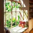 Watercolor Floral Window Sticker, Static Cling Window Clings, Stained Double Sided Window Decals for Glass Windows Door Decor, Leaves with Branch (15.75"x47.24"/40X120cm)