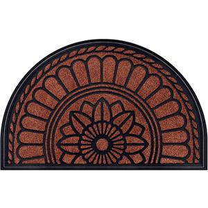 Mibao Half Round Door Mat, Non-Slip Welcome Entrance Way Mat, Durable Rubber Door Mats, Low-Profile Heavy Duty Doormat, Half Circle Mats for Garage, Patio, High Traffic Areas, 23.5" x 35.5", Maroon, 1'11" x 2'11"