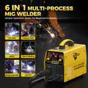 200A MIG Welder 110V/220V Dual Voltage 6 IN 1 MIG/Stick/Flux/Lift TIG Welder,Synergistic Control,LED Display,IGBT Portable Welding Machine for Steel Stainless Steel DIY & Fabrication