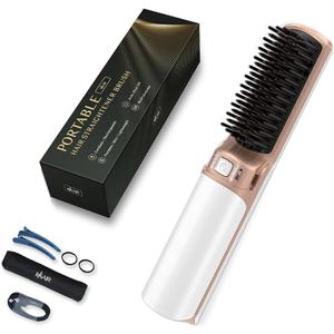 Hot Hair Straightener Brush,Portable Mini Cordless Hair Straightener with Travel Size USB Rechargeable 6400MAH,2 in 1 Hot Comb Hair Straightener for Women & Men with Short Hair(White) Hot Hair Straightener Brush,Portable Mini Cordless Hair Straightener with Travel Size USB Rechargeable 6400MAH,2 in 1 Hot Comb Hair Straightener for Women & Men with Short Hair(White)