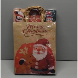 PARSUP 24PCS Medium Christmas Kraft Gift Bags Assorted Styles Bags Xmas Small Paper Bags with Handles Goodie Bags with Christmas Prints for Xmas Gift Wrapping Party Supplies