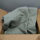 Wonderful Natural Linen Cotton Quilt - Wave Stitched Sage Green King Quilt, 100% Cotton Filling, Pre-Washed, Soft & Breathable, Hypoallergenic, All-Season Use, Bedspread & Coverlet Bedding, 104"x94"