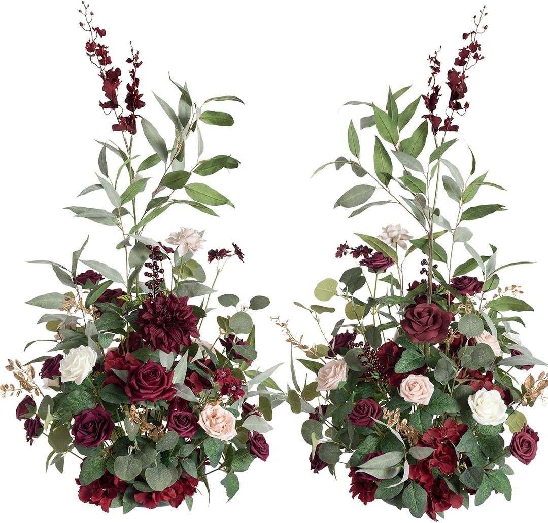 Ling's Moment 41" Tall Fall Free Standing Artificial Flowers Arrangements 2pcs Wedding Arch Altar Stage Decorations Romantic Marsala For Ceremony Reception Rose Floral Party Outdoor Centerpieces Decor Ling's Moment 41" Tall Fall Free Standing Artificial Flowers Arrangements 2pcs Wedding Arch Altar Stage Decorations Romantic Marsala For Ceremony Reception Rose Floral Party Outdoor Centerpieces Decor