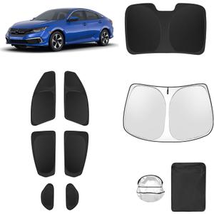 8pcs Car Window Shades for Honda Civic 2016-2021 Accessories,Windshield Side Rear Full Sunshade,Sun Visor UV Blocking, Privacy Protection and Blackout for Camping Outdoor