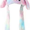 Rabbit Hat Ear Moving Jumping Hat Funny Plush Cap for Kids Dress Up Cosplay Party Pig Holiday Cute Ear Flap Cap for Adults (Color)