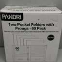 Two Pocket Folders, PANDRI 60 Pack Two Pocket Folders with Prongs, 3 Prong Folders Designed for Office and Classroom, Letter Size Darkblue