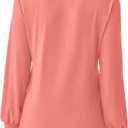 Womens Long Sleeve Shirts Fall Tops V Neck Business Dressy Casual Blouses with Smocked Cuffs (X-Large, Coral)