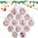 Zsdios Christmas Embroidery Kit,Embroidery Christmas Ornament Kits, Complete Needlepoint Starter Set, Hand Embroidery Ornament Kit for Beginners with Easy & Instructions (14 Pcs Red Set)