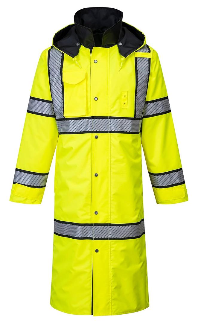 Portwest Hi-Vis Reversible Raincoat - UH447, Yellow/Black, XL