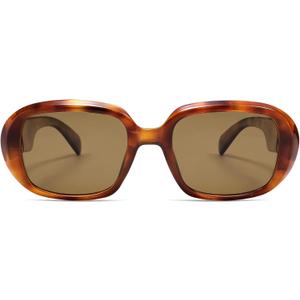 SOJOS Retro Oval Polarized Sunglasses for Women Men 90s Vintage UV400 Protection SJ2621 (Yellow Tortoise Frame/Brown Lens)
