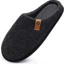 ONCAI Men's House Slippers Memory Foam Slip-On Warm Cozy Scuff Home Bedroom Shoes with Indoor/Outdoor Rubber Soles US Size 7-15 (Felt Black)